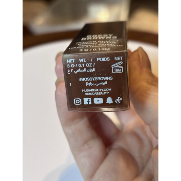 HUDA BEAUTY Bossy Browns Power Bullet Cream Lipstick Goal Digger 0.1oz NIB - Picture 6 of 6